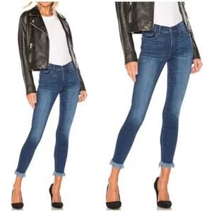 Frame Le Skinny de Jeanne Crop Cantine Stretch Raw Frayed Hem Dark Wash Size 26